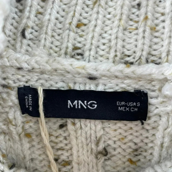 Mango Sweater Dress S Beige Flecked Turtle Neck Bodycon All-Match Raglan Sleeve - Picture 9 of 11